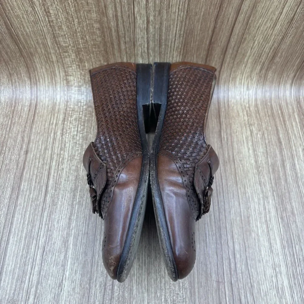 Mezlan COZUMEL Cognac Brown Tassel‎ Woven Men's Size 9 M Dress Shoe Loafer